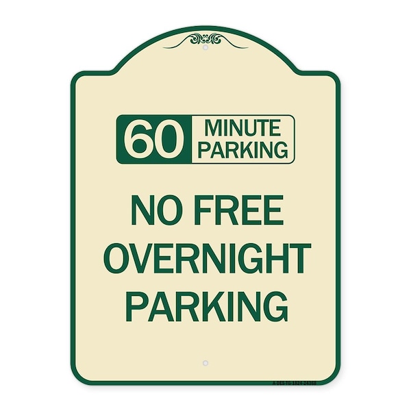 Signmission 60 Minute Parking No Free Overnight Parking Heavy-Gauge Aluminum Sign, 24" x 18", TG-1824-24368 A-DES-TG-1824-24368 - main